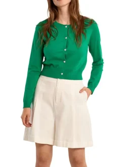 Gilet vert uni pourvu de manches longues et d'une coupe droite