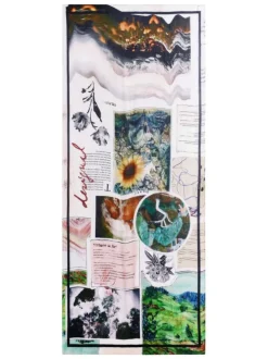 Grand foulard écru avec des imprimés photographiques