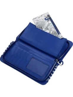 Grand portefeuille noir zippé avec des détails peau de serpent