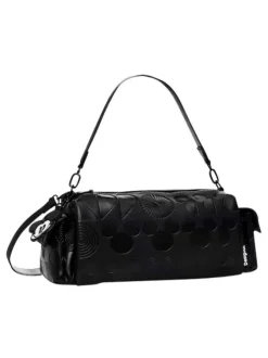 Grand sac porté épaule noir à motifs Mickey embossés et avec un porte-clés