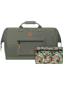 Grand sac weekender kaki uni 2en1 avec une pochette zippée réversible