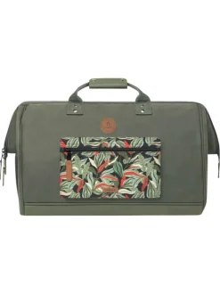 Grand sac weekender kaki uni 2en1 avec une pochette zippée réversible