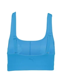 Haut de maillot de bain bleu uni avec triple logo