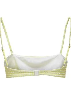 Haut de maillot de bain en bandeau jaune pâle vichy