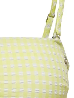 Haut de maillot de bain en bandeau jaune pâle vichy