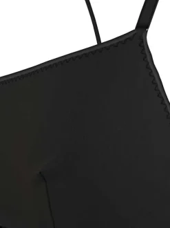 Haut de maillot de bain Ht Maill.Bain noir fantaisie avec une coupe slim et des manches à bretelles fines
