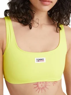 Haut de maillot de bain jaune avec patch sur la poitrine