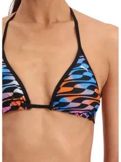 Haut de maillot de bain multicolore fantaisie avec des liens à nouer au niveau de la nuque et du dos