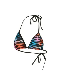 Haut de maillot de bain multicolore fantaisie avec des liens à nouer au niveau de la nuque et du dos