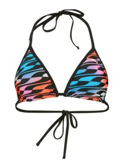 Haut de maillot de bain multicolore fantaisie avec des liens à nouer au niveau de la nuque et du dos