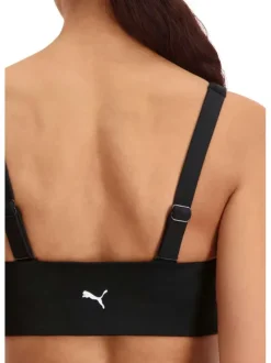 Haut de maillot de bain noir fantaisie coupe près du corps avec un col carré