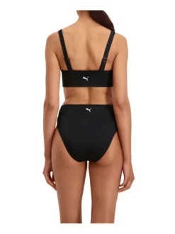 Haut de maillot de bain noir fantaisie coupe près du corps avec un col carré