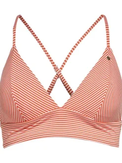 Haut de maillot de bain rouge à rayures et à bretelles croisées