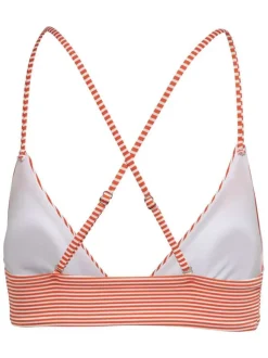Haut de maillot de bain rouge à rayures et à bretelles croisées