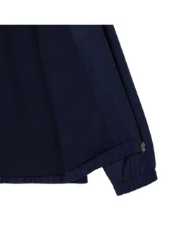 Imperméable à capuche marine avec une coupe droite et un col montant