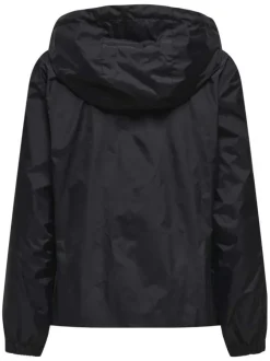 Imperméable à capuche noir uni réversible avec une coupe droite