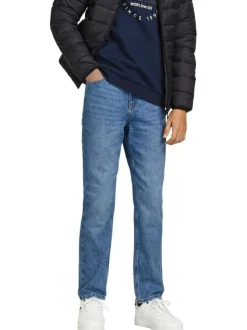 Jean 5 poches CLARK bleu coupe regular fit avec surpiqûres tabac et fermeture zippée et boutonnée