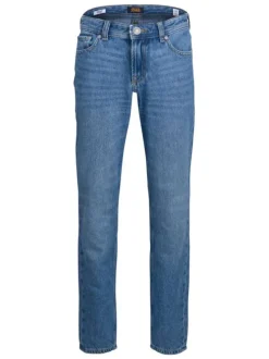 Jean 5 poches CLARK bleu coupe regular fit avec surpiqûres tabac et fermeture zippée et boutonnée