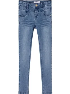 Jean bleu effet délavé à 4 poches coupe slim