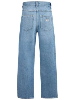 Jean en coton bleu coupe wide leg pourvu de multiples poches