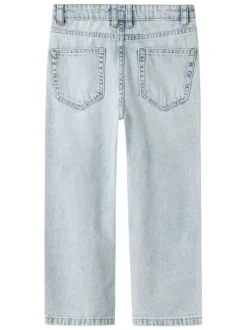 Jean en coton bleu stone uni à coupe regular fit et à taille mi-haute
