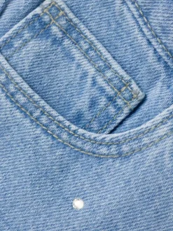 Jean en coton bleu uni pourvu de multiples poches et d'une coupe droite