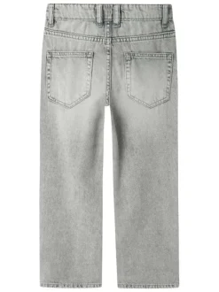 Jean en coton gris clair uni pourvu d'une coupe droite et de multiples poches