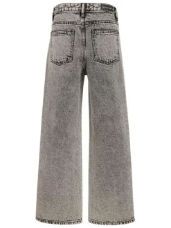 Jean en coton gris coupe wide leg pourvu de multiples poches