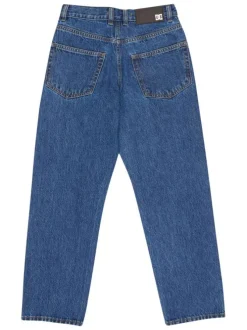 Jean en coton indigo uni avec une coupe droite et de multiples poches