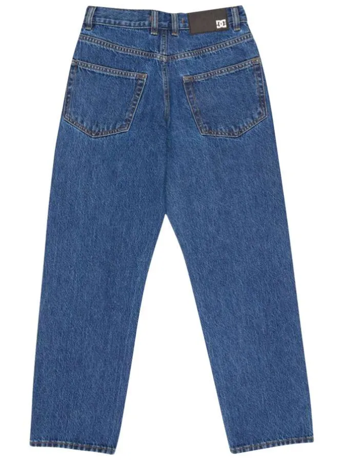 Jean en coton indigo uni avec une coupe droite et de multiples poches
