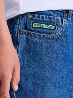 Jean en coton indigo uni avec une coupe droite et de multiples poches
