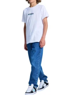 Jean en coton indigo uni avec une coupe droite et de multiples poches