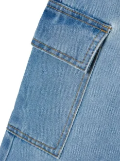 Jean en coton mélangé stone uni avec poches cargo et poches à l'italienne