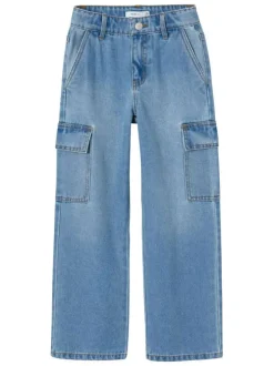 Jean en coton mélangé stone uni avec poches cargo et poches à l'italienne