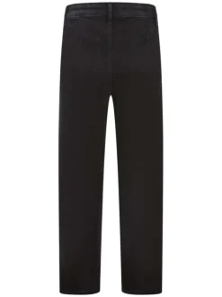 Jean en coton noir délavé à coupe large avec 2 poches et logo en métal