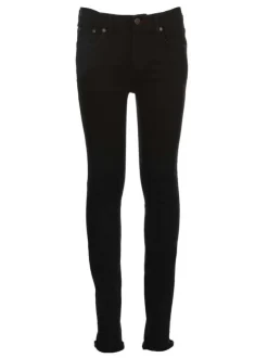 Jean en coton noir uni à coupe skinny et fermeture zippée boutonnée