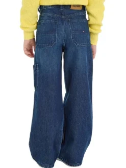 Jean en coton nuit uni avec une coupe bootcut et poches plaquées à l'avant