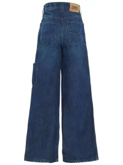 Jean en coton nuit uni avec une coupe bootcut et poches plaquées à l'avant