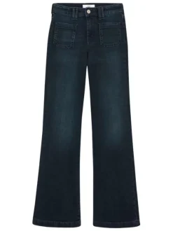 Jean en coton nuit uni avec une coupe bootcut et des poches