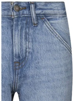 Jean en coton stone avec une coupe droite et un patch au nom de la marque