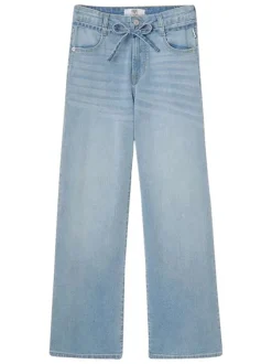 Jean en coton stone uni avec une coupe haute et un patch d'authenticité