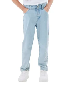 Jean en coton stone uni avec une coupe regular fit et poches latérales
