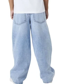 Jean en coton stone uni pourvu d'une coupe large et de multiples poches