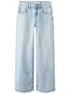Jean en coton stone uni pourvu d'une coupe droite et d'une taille ajustable