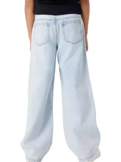 Jean en coton stone uni pourvu d'une coupe droite et d'une taille ajustable