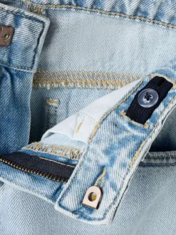 Jean en coton stone uni pourvu d'une coupe droite et d'une taille ajustable