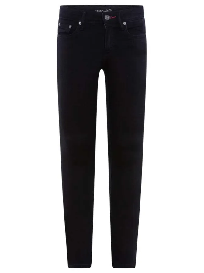 Jean noir en coton uni à style 5 poches avec une coupe skinny