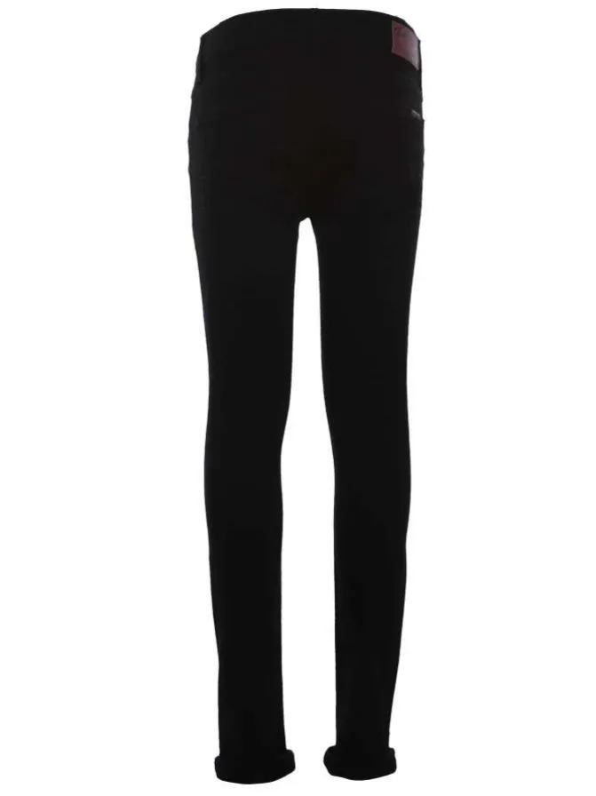 Jean noir en coton uni à style 5 poches avec une coupe skinny