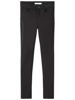Jean skinny Polly 5 poches en tissu fin noir effet satiné à taille ajustable par crochet