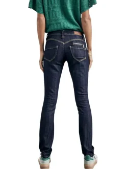 Jean Alexa Slim en coton mélangé brut uni avec une coupe slim et des zips et détails fantaisies sur poches
